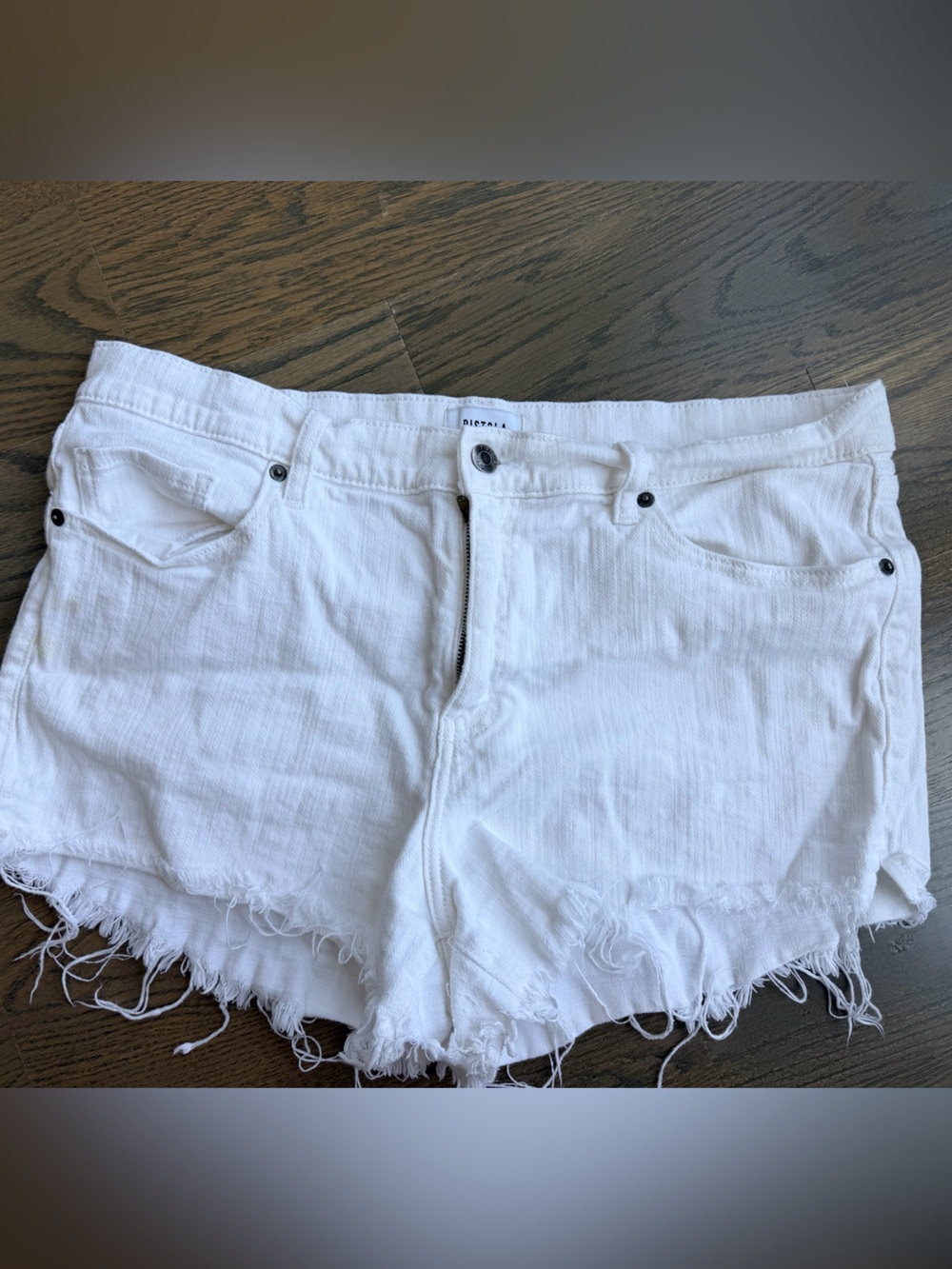 pistola White Frayed Hem Denim Shorts